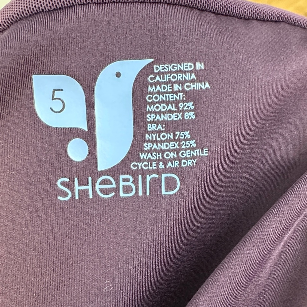 Shebird Plum Tunic Tank Dress M/L Built In Bra Sleeveless Stretch Lounge Travel - Picture 4 of 8